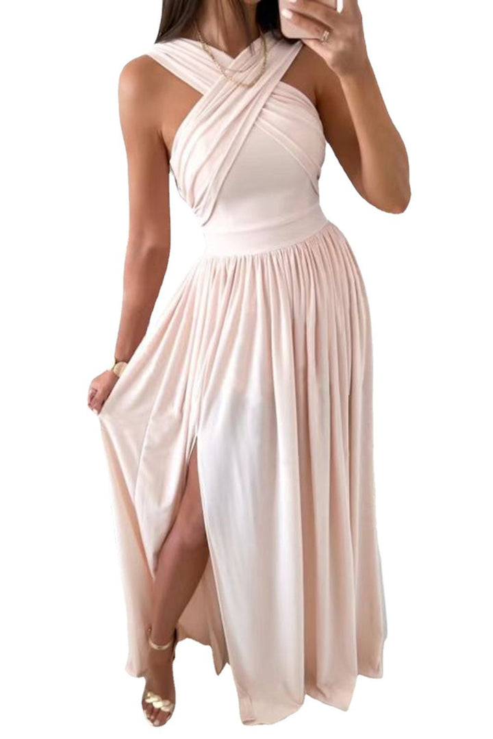 Summer Sleeveless Neck Hanging Back Dress | crezy line |