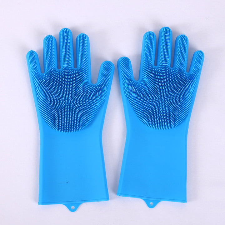 Vibrating dishwashing silicone gloves kitchen scrubbing blue color  |Crezy Line | High quality