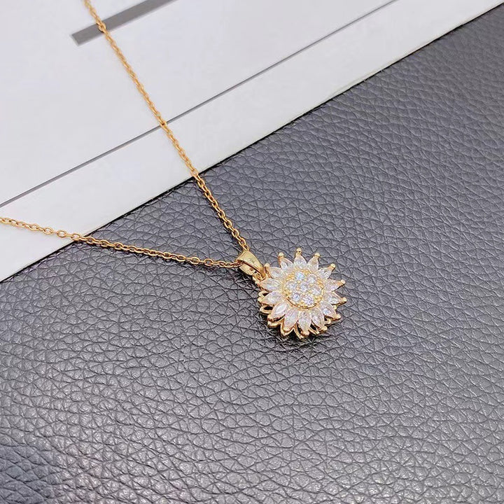 Rotating Sunflower Necklace gold color |crezy Line|