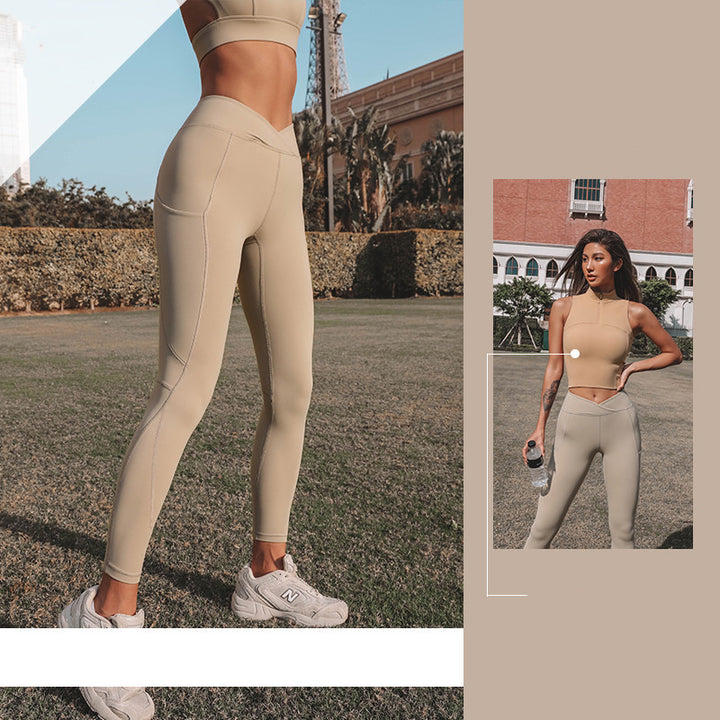 Shockproof Sports Women Stretch Tight Yoga Pants Running Fitness Suit | crezy line | high quality